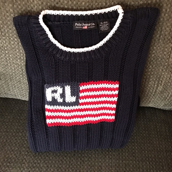 Polo Ralph Lauren Sweaters - RALPH LAUREN Polo Jeans Co. Flag Sweater Tagged XL Missized ? Seems M